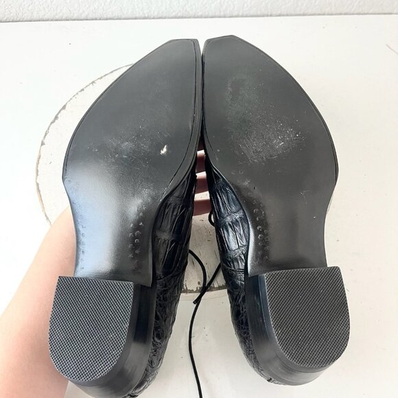 Rod Patrick Womens Lace Up Shoes 9.5 C Black Caiman Western Boots Loafers Ankle - Picture 8 of 12